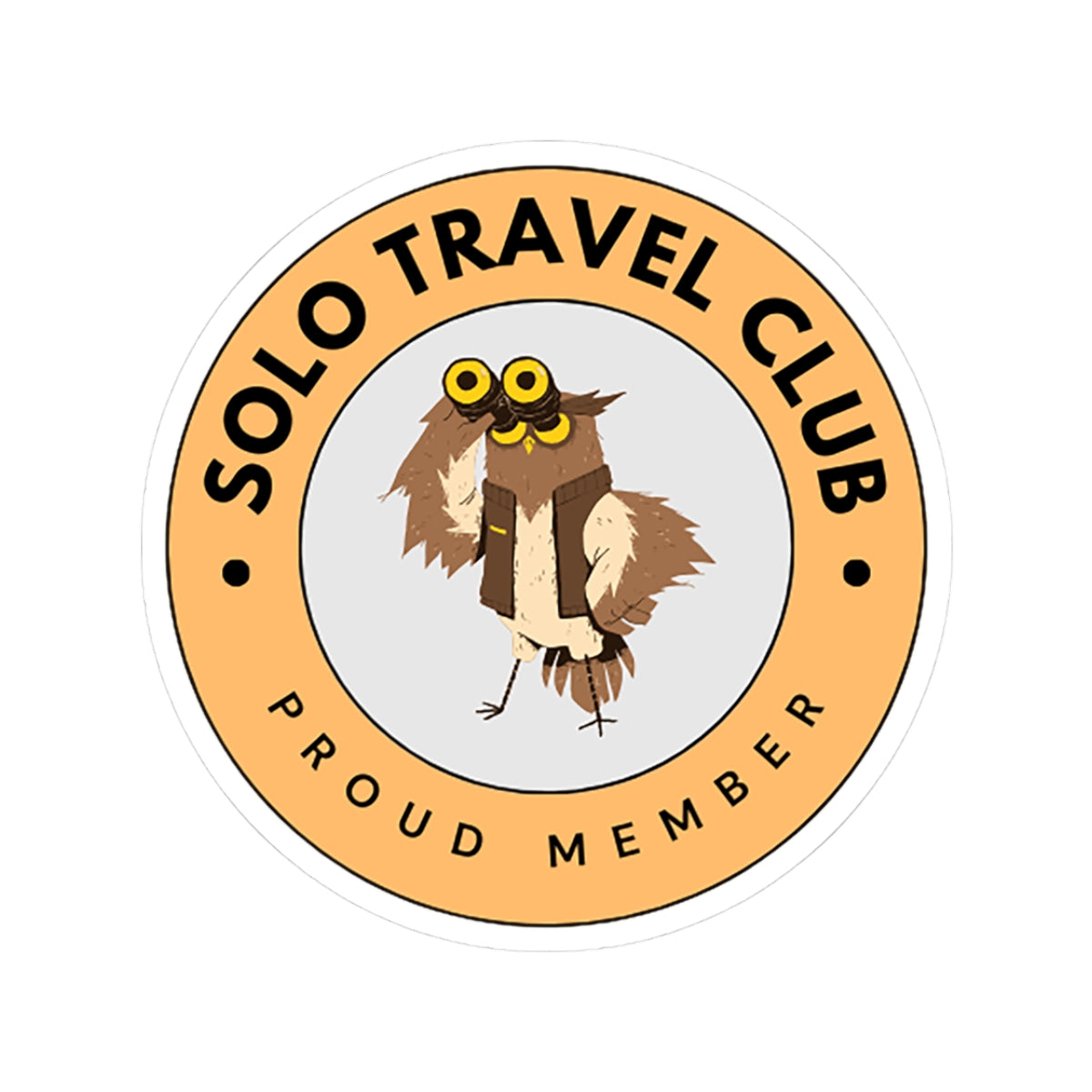 Solo Travel Club Sticker – Owl Badge (Air Symbol Guide)