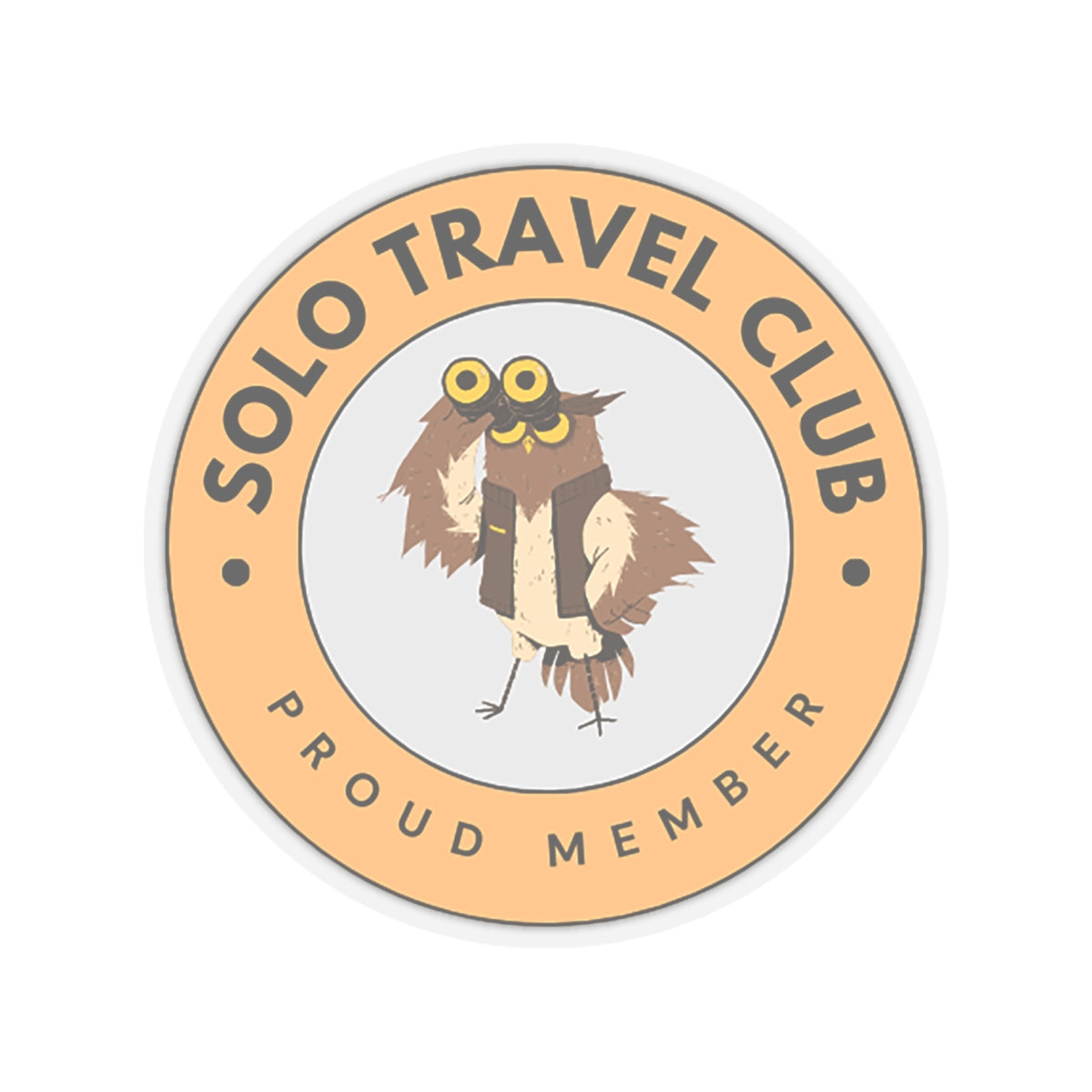 Solo Travel Club Sticker – Owl Badge (Air Symbol Guide)