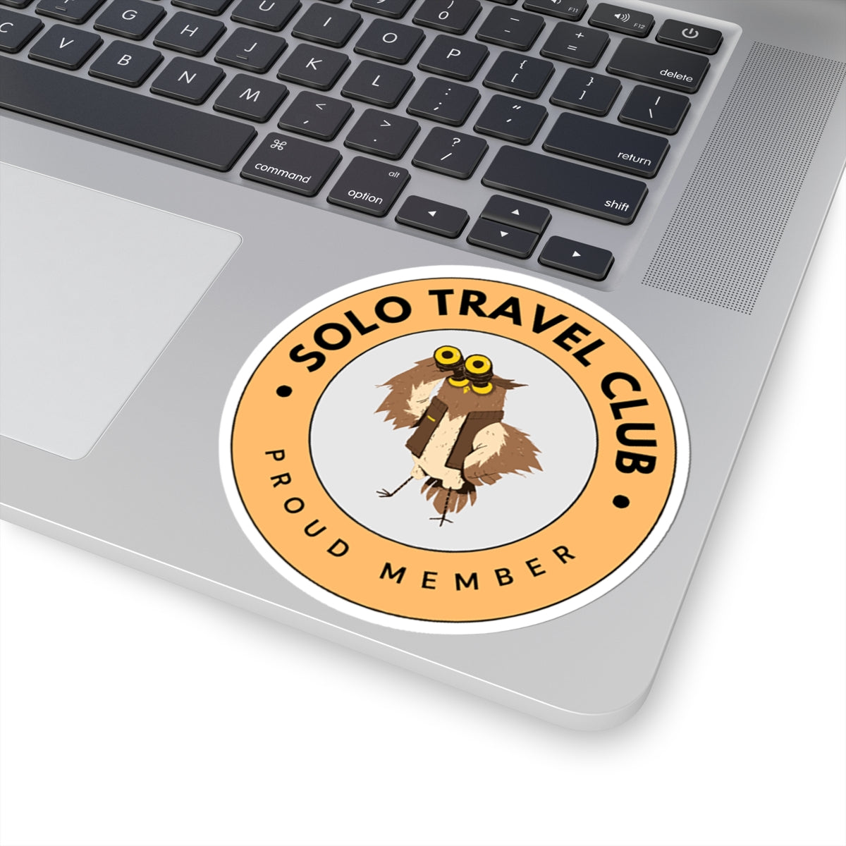 Solo Travel Club Sticker – Owl Badge (Air Symbol Guide)