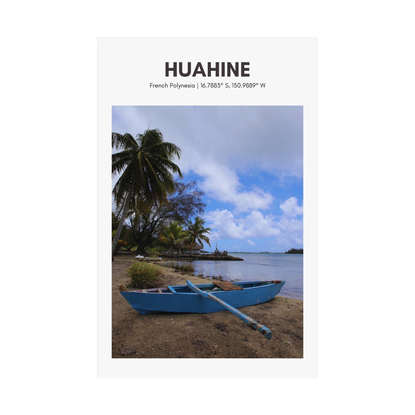 Huahine Maeva Marae Canoe Vertical Poster - SOLO SOHI Travel Shop