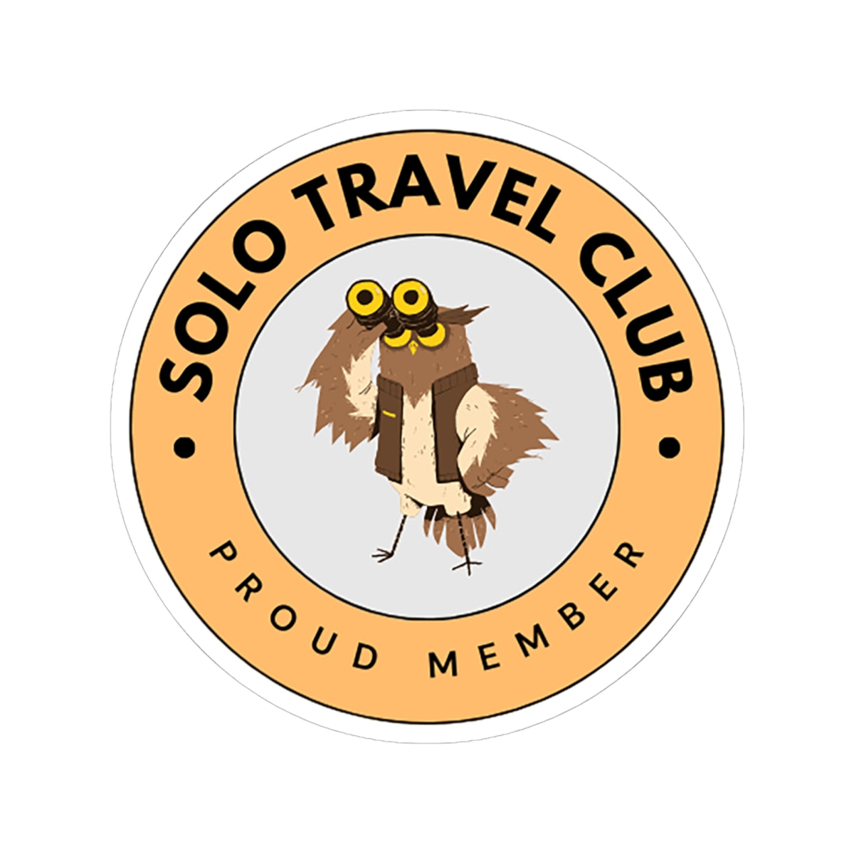 Solo Travel Club Sticker – Owl Badge (Air Symbol Guide)