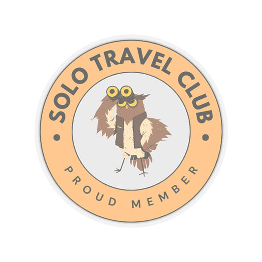 Solo Travel Club Sticker – Owl Badge (Air Symbol Guide)