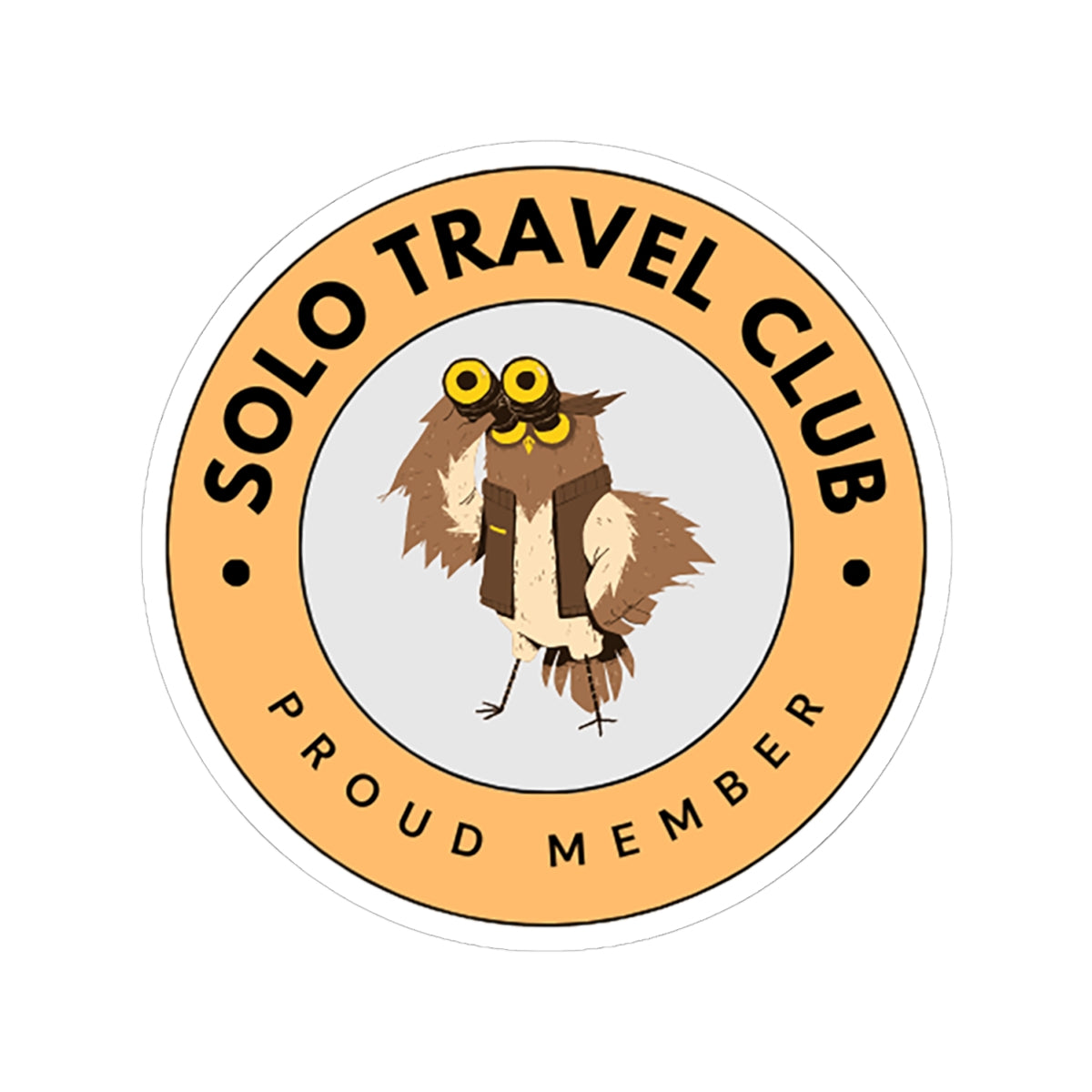 Solo Travel Club Sticker – Owl Badge (Air Symbol Guide)