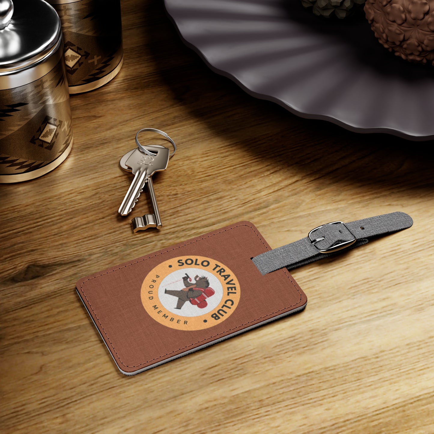 Solo Travel Club Luggage Tag – Boar Badge (Fire Symbol Guide)
