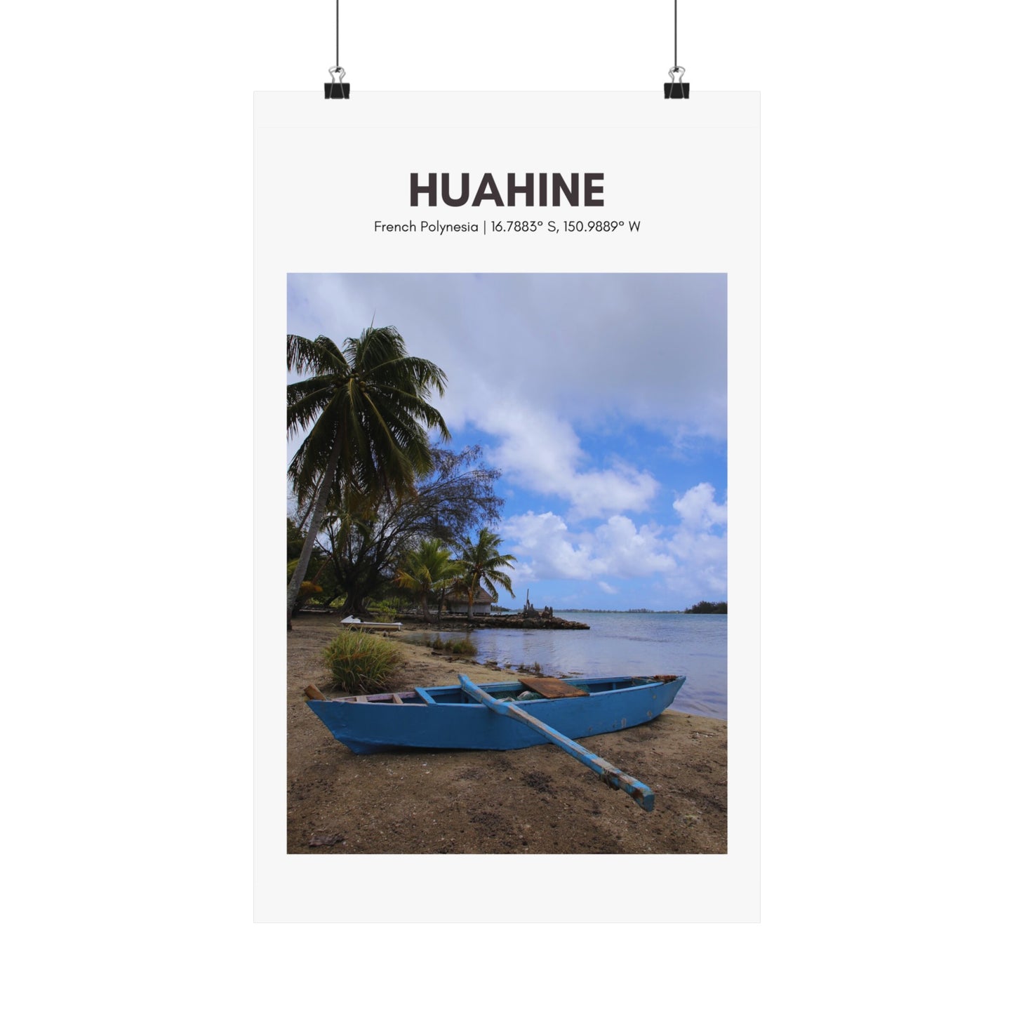 Huahine Maeva Marae Canoe Vertical Poster - SOLO SOHI Travel Shop