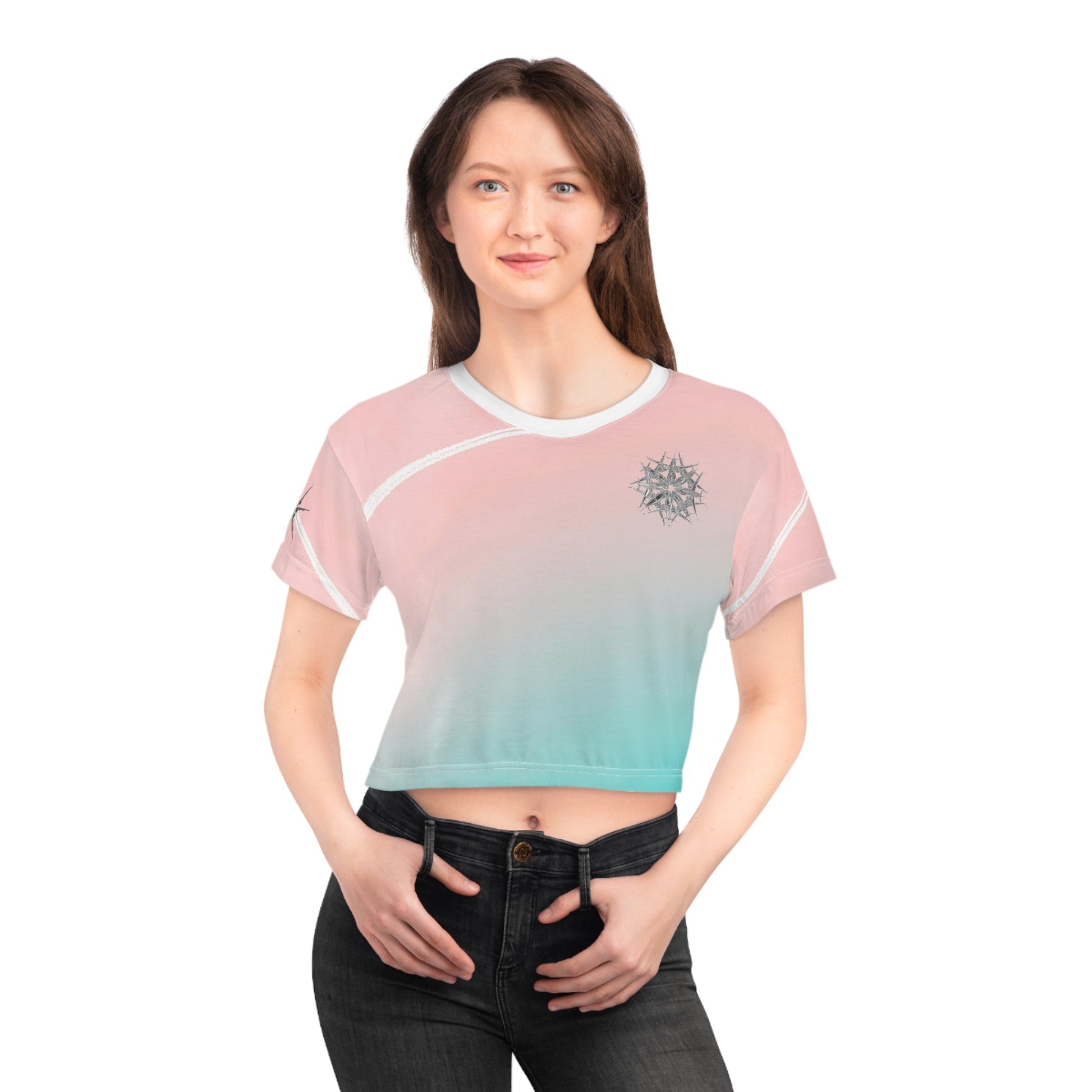 Aviation Snowflakes Crop Tee - SOLO SOHI Travel Shop