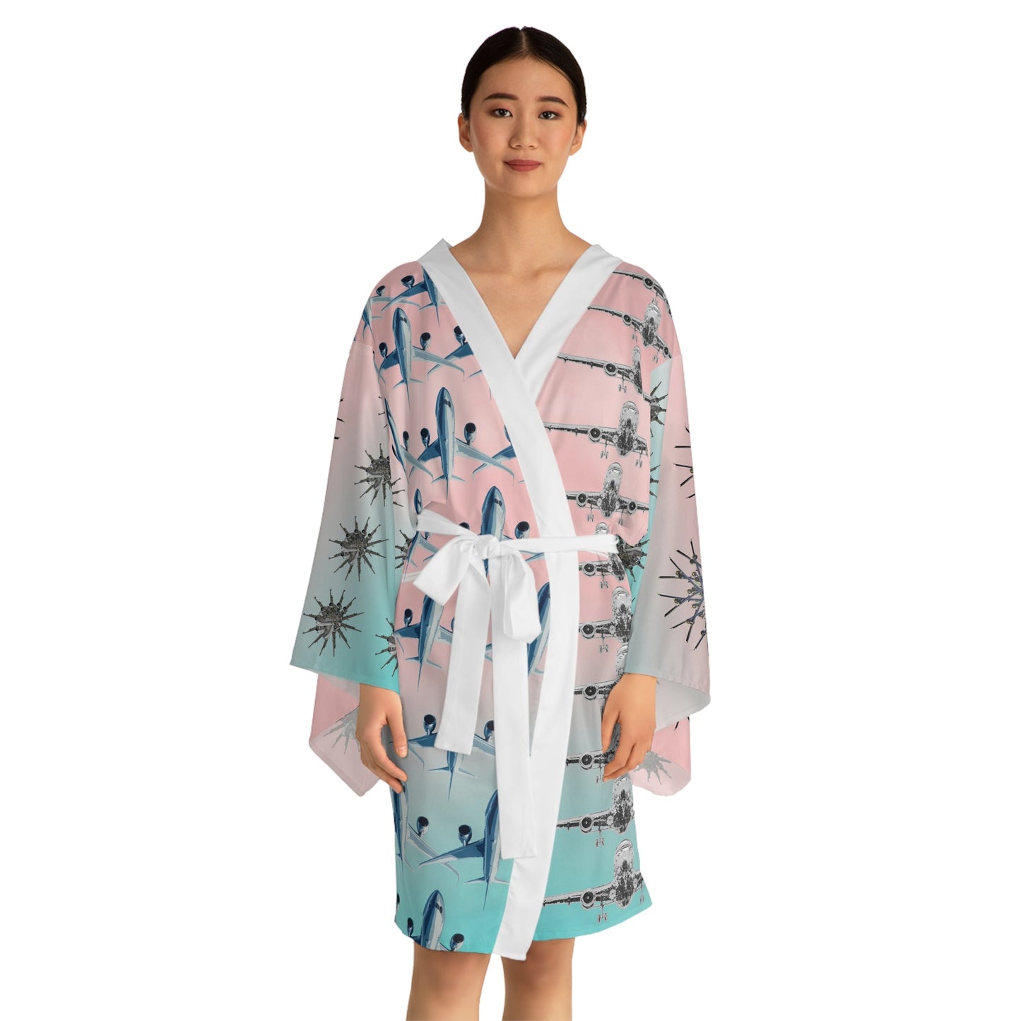 Aviation Snowflakes Kimono Robe - SOLO SOHI Travel Shop