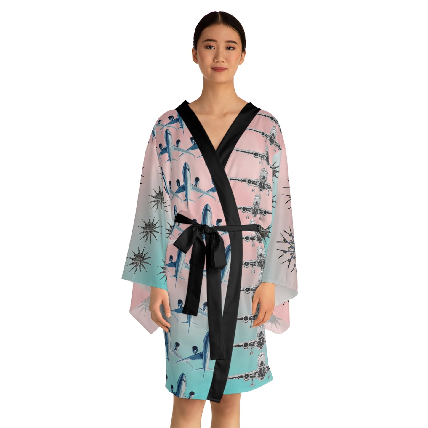 Aviation Snowflakes Kimono Robe - SOLO SOHI Travel Shop