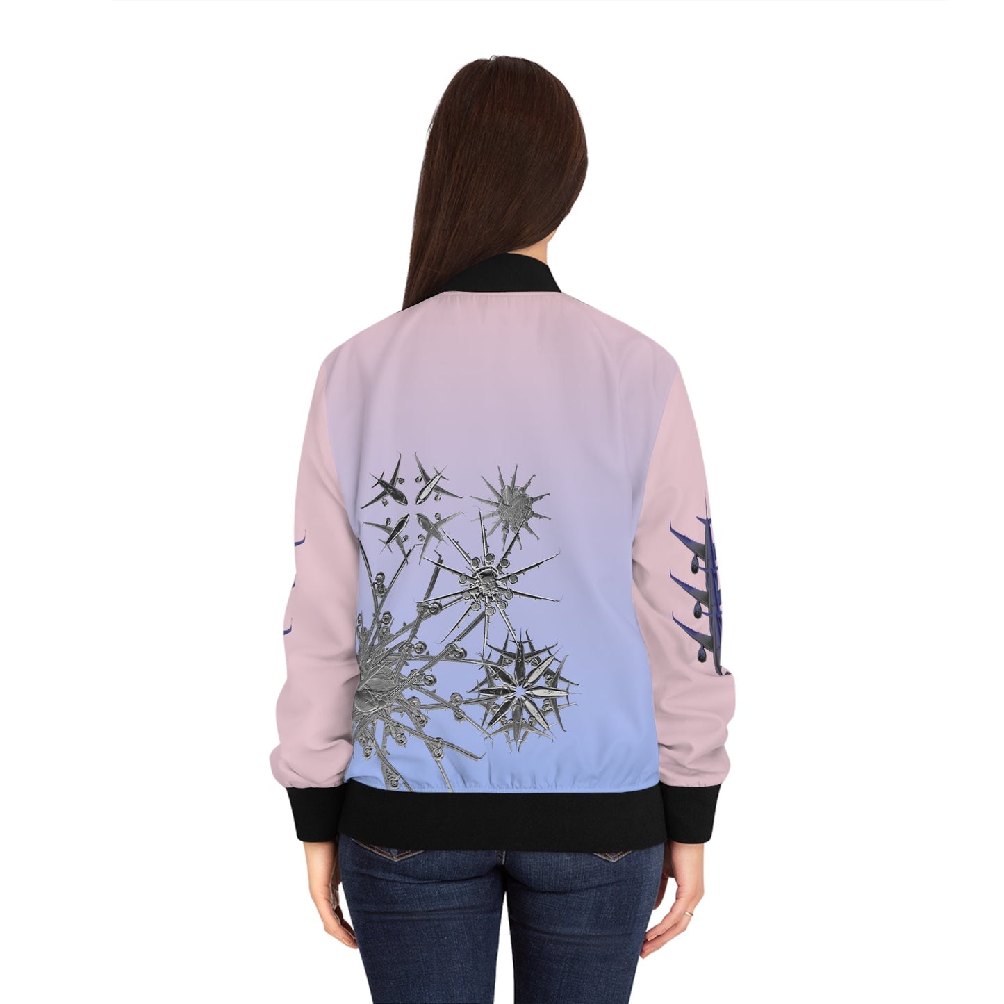 Aviation Snowflakes Women's Bomber Jacket - SOLO SOHI Travel Shop