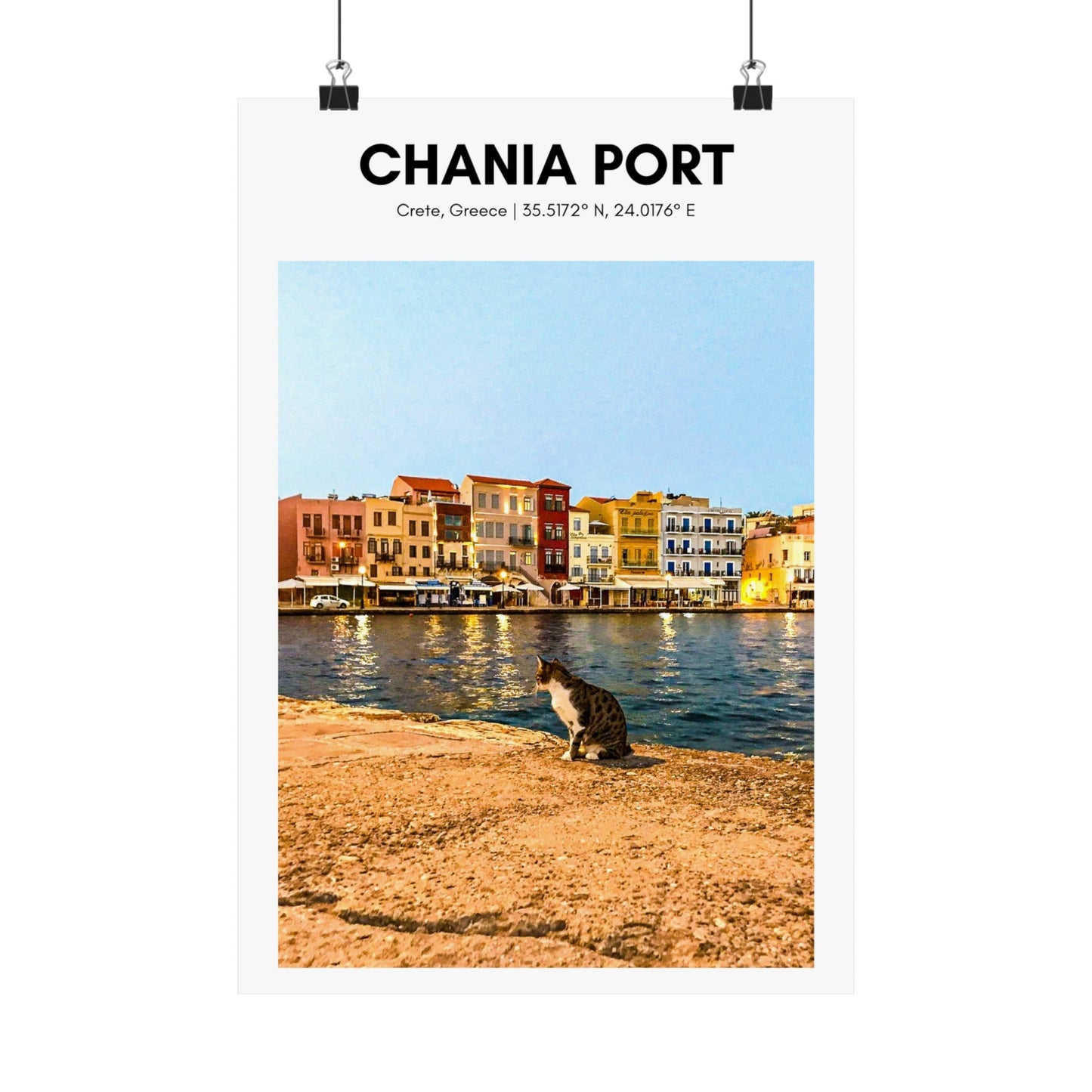 Chania Port, Crete Kitty Vertical Poster - SOLO SOHI Travel Shop