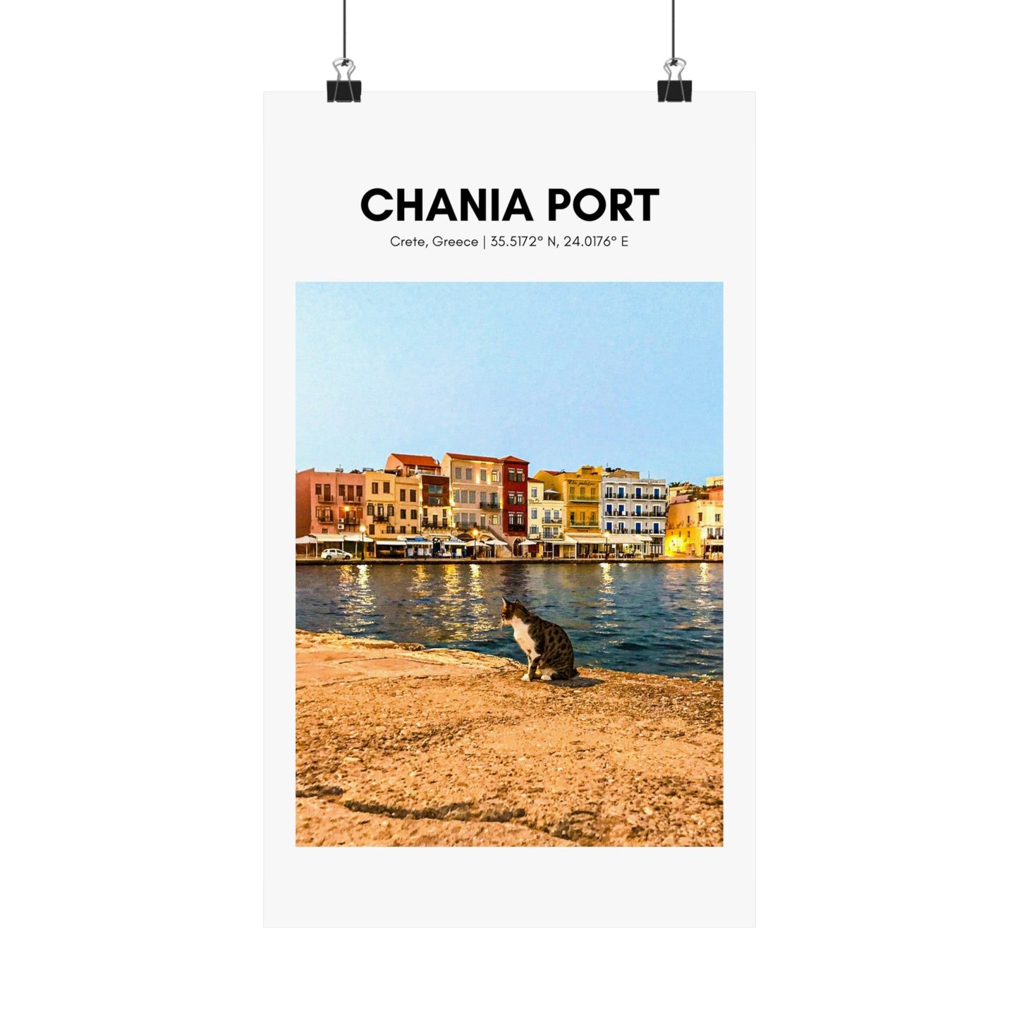 Chania Port, Crete Kitty Vertical Poster - SOLO SOHI Travel Shop