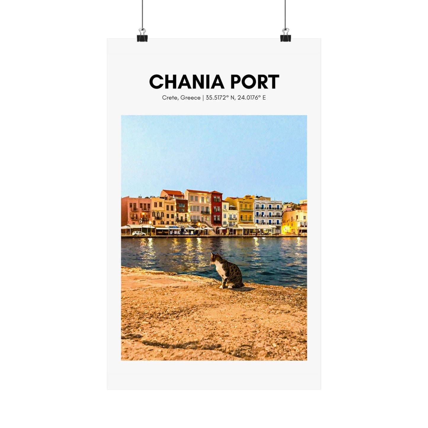 Chania Port, Crete Kitty Vertical Poster - SOLO SOHI Travel Shop