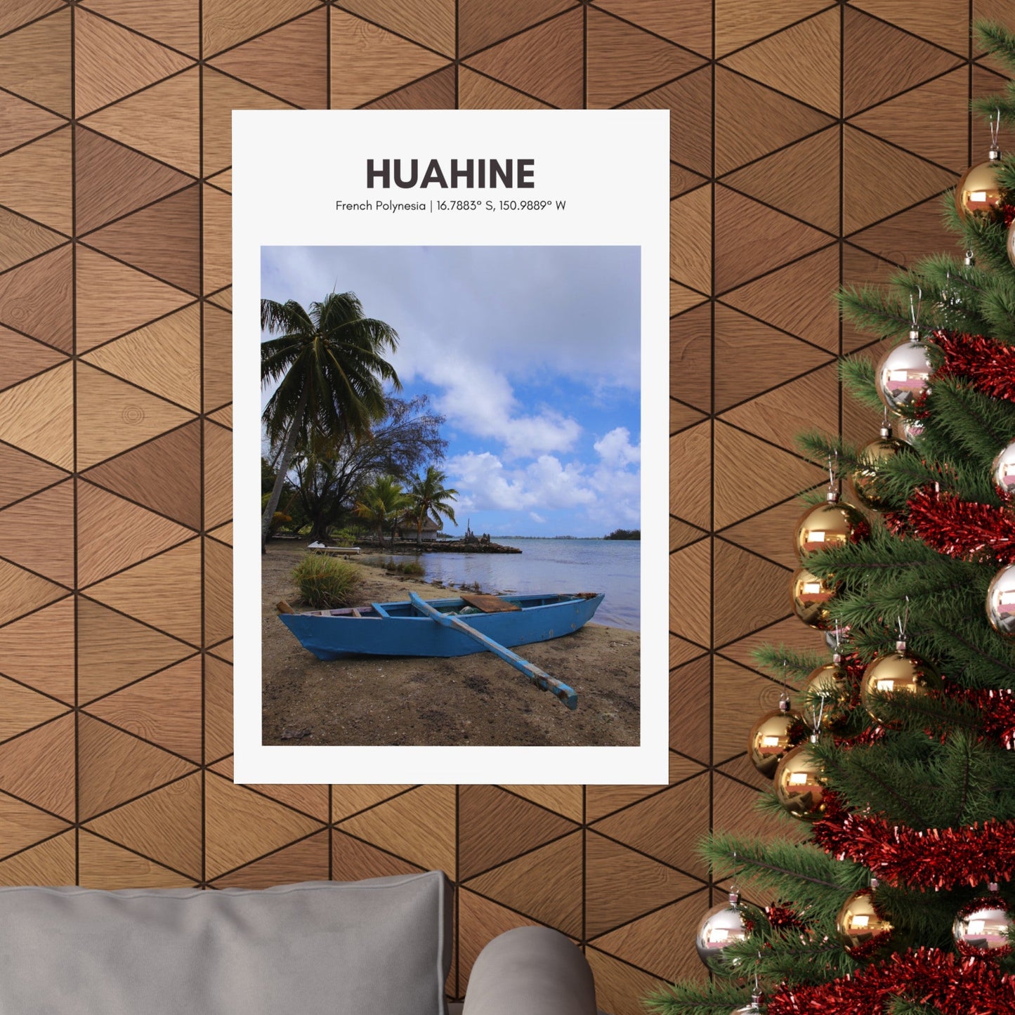 Huahine Maeva Marae Canoe Vertical Poster - SOLO SOHI Travel Shop