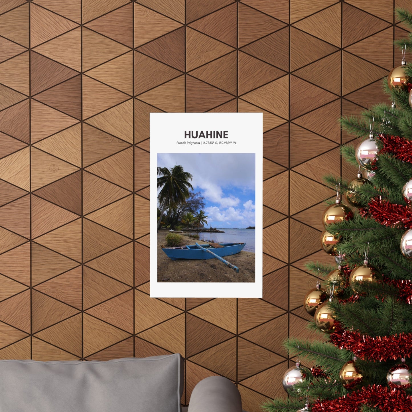 Huahine Maeva Marae Canoe Vertical Poster - SOLO SOHI Travel Shop