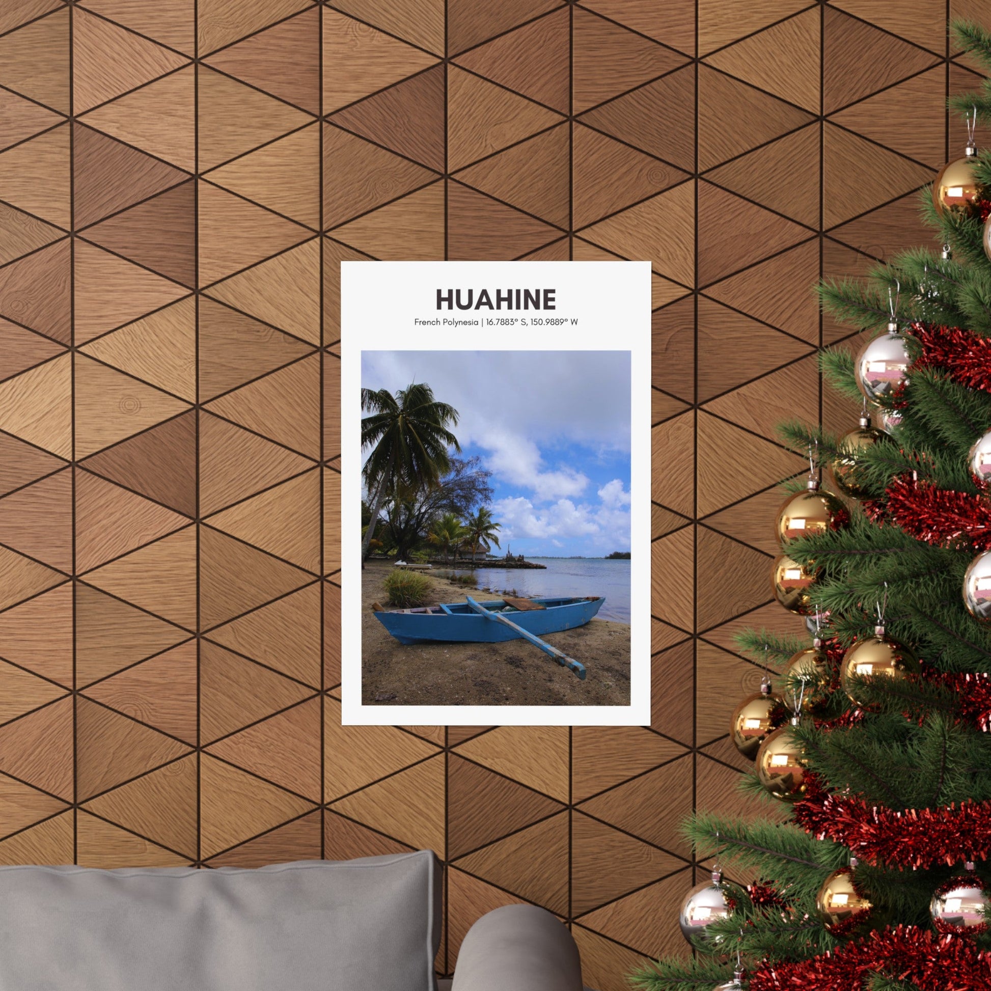 Huahine Maeva Marae Canoe Vertical Poster - SOLO SOHI Travel Shop