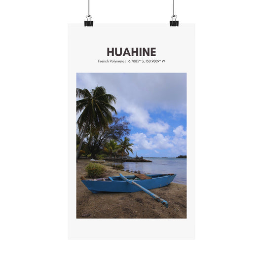 Huahine Maeva Marae Canoe Vertical Poster - SOLO SOHI Travel Shop