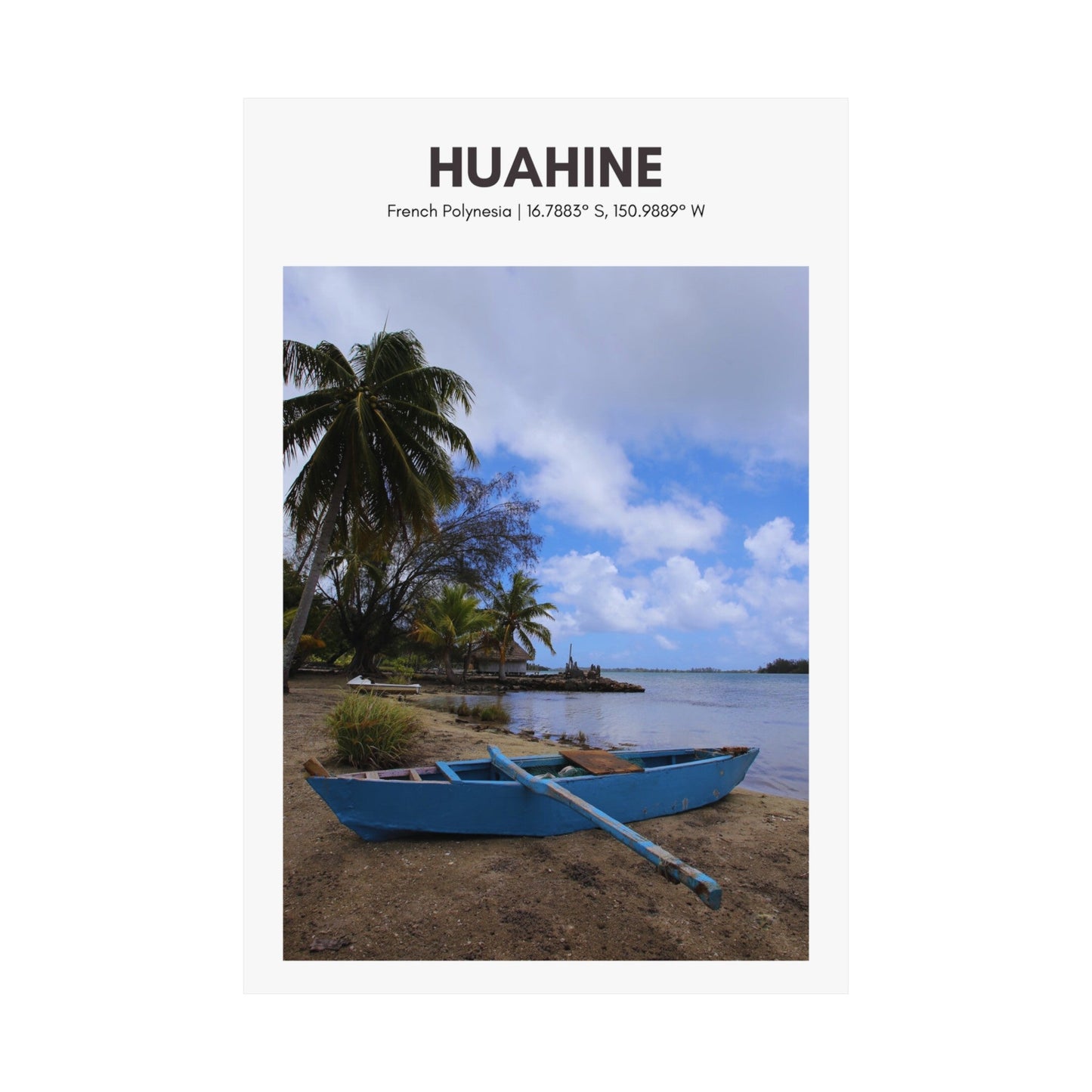 Huahine Maeva Marae Canoe Vertical Poster - SOLO SOHI Travel Shop