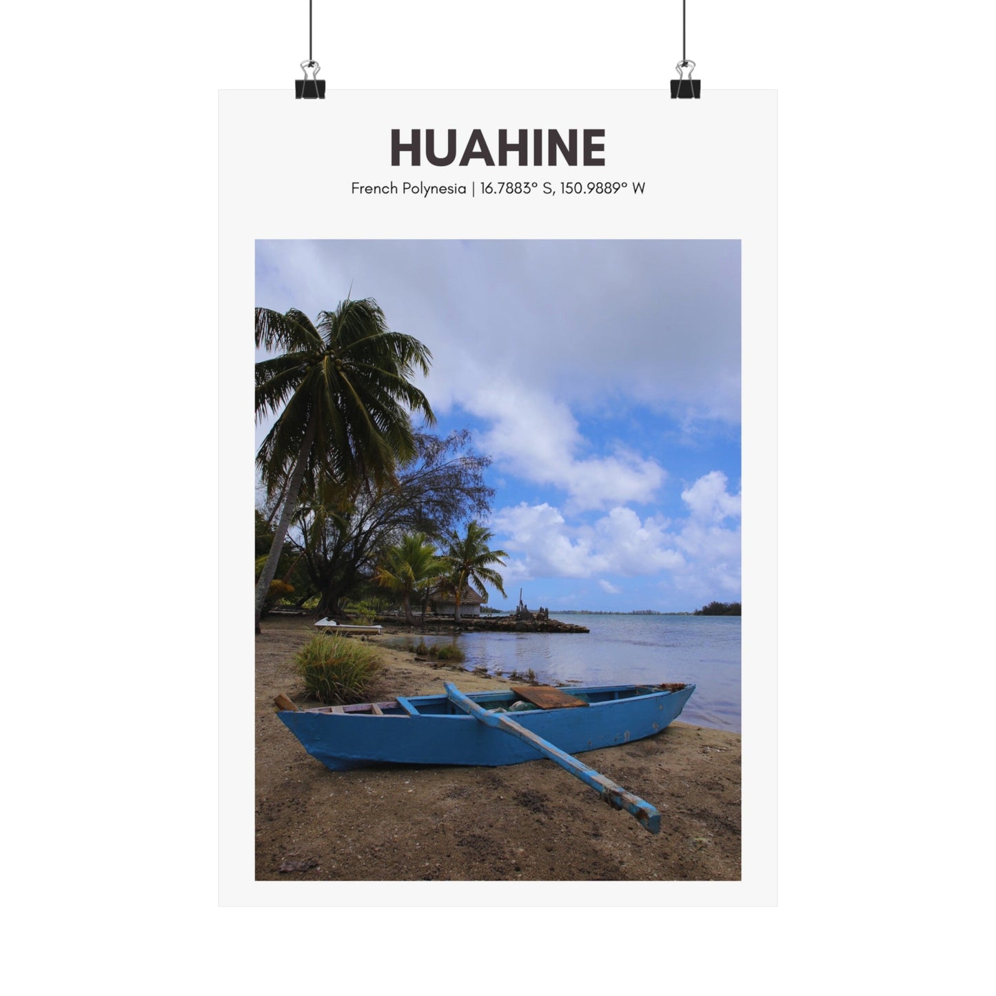 Huahine Maeva Marae Canoe Vertical Poster - SOLO SOHI Travel Shop