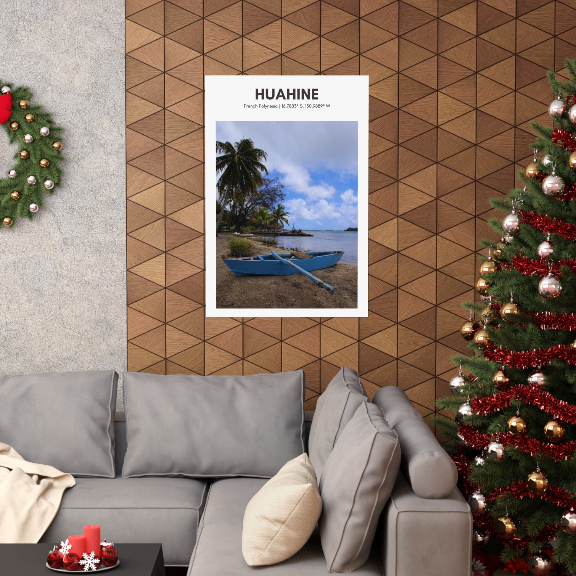 Huahine Maeva Marae Canoe Vertical Poster - SOLO SOHI Travel Shop