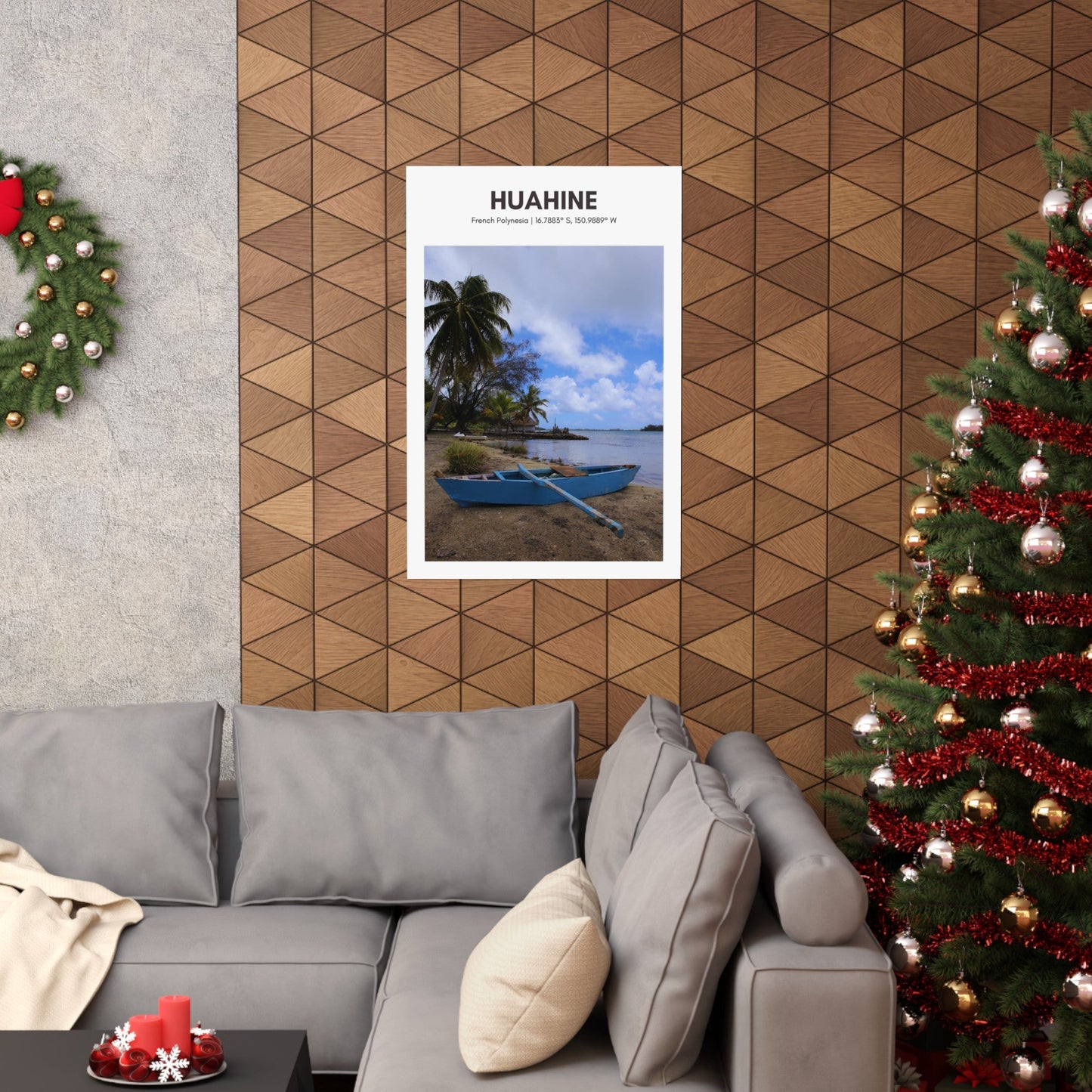 Huahine Maeva Marae Canoe Vertical Poster - SOLO SOHI Travel Shop