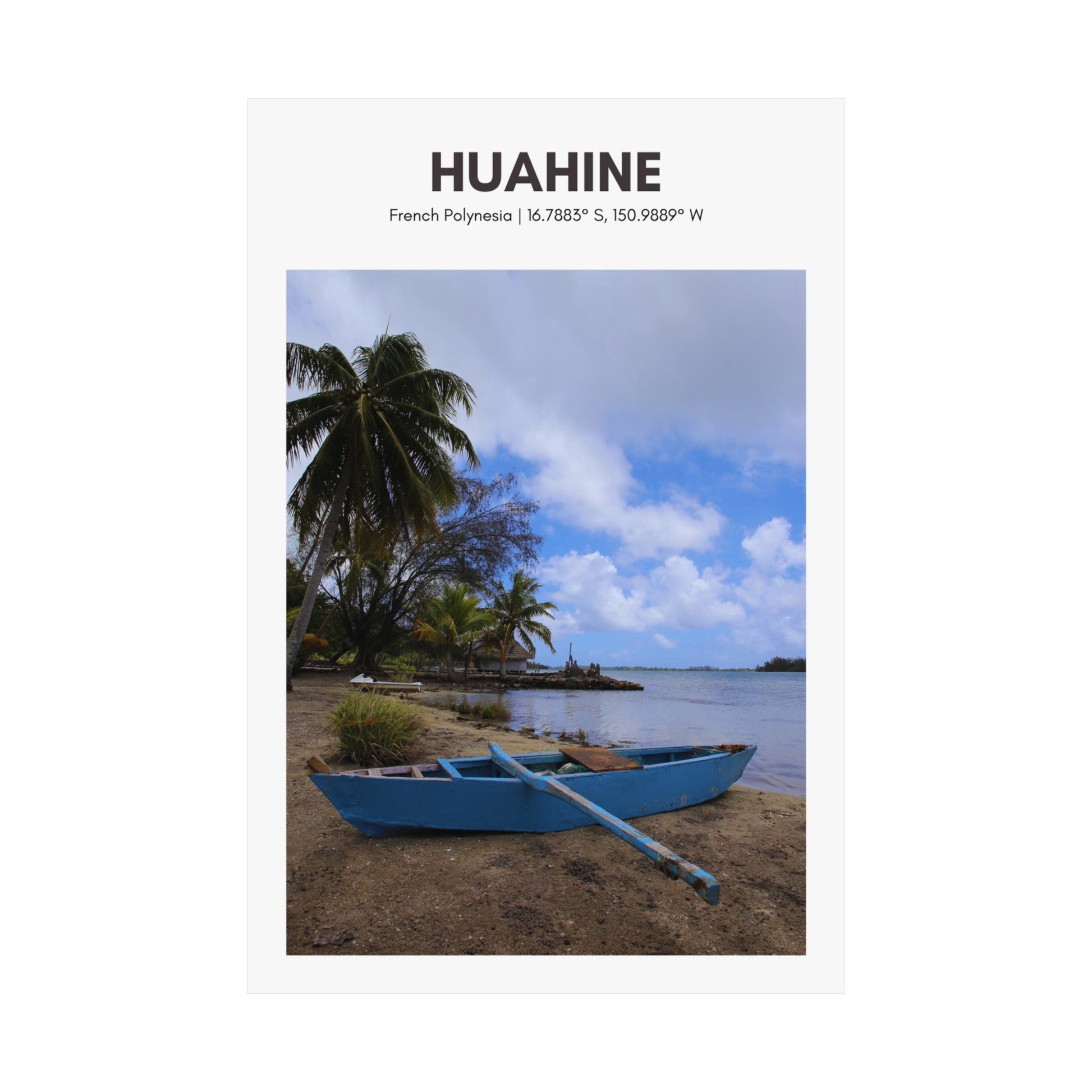 Huahine Maeva Marae Canoe Vertical Poster - SOLO SOHI Travel Shop