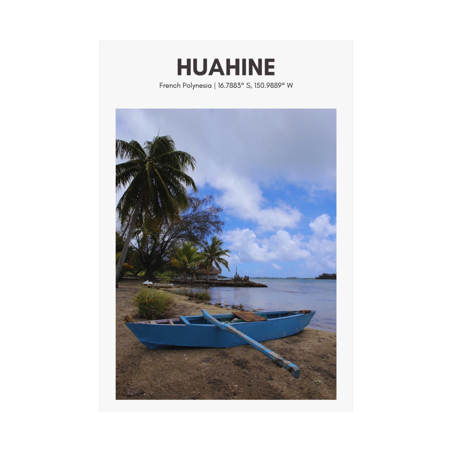 Huahine Maeva Marae Canoe Vertical Poster - SOLO SOHI Travel Shop