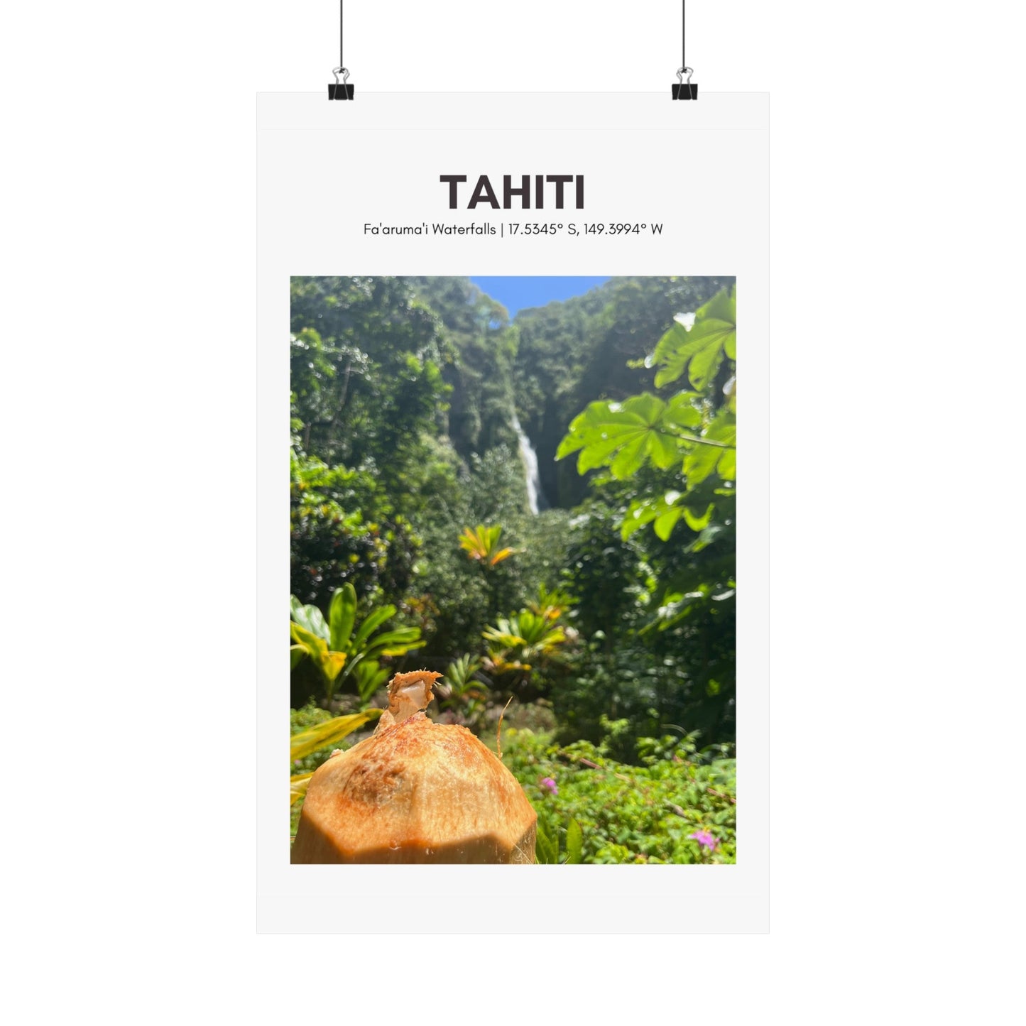 Tahiti Waterfall Vertical Poster - SOLO SOHI Travel Shop