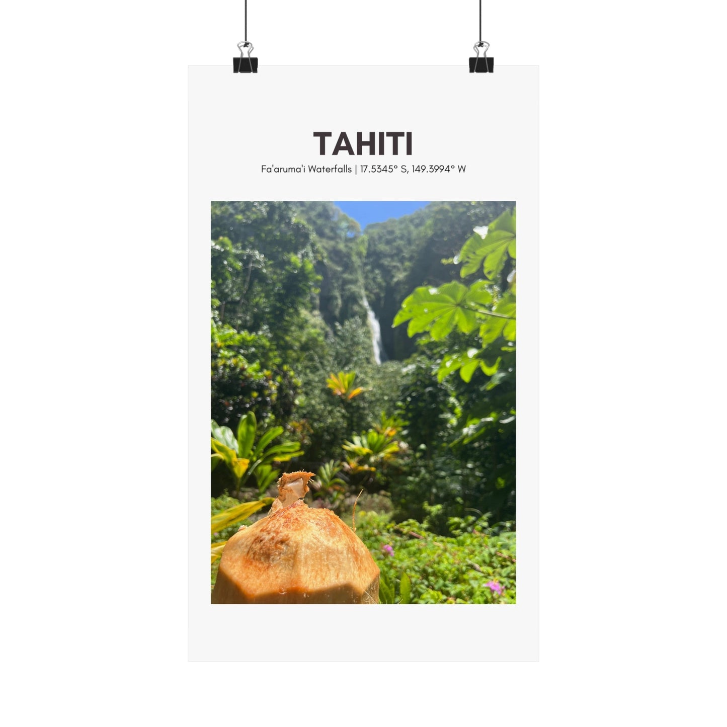 Tahiti Waterfall Vertical Poster - SOLO SOHI Travel Shop