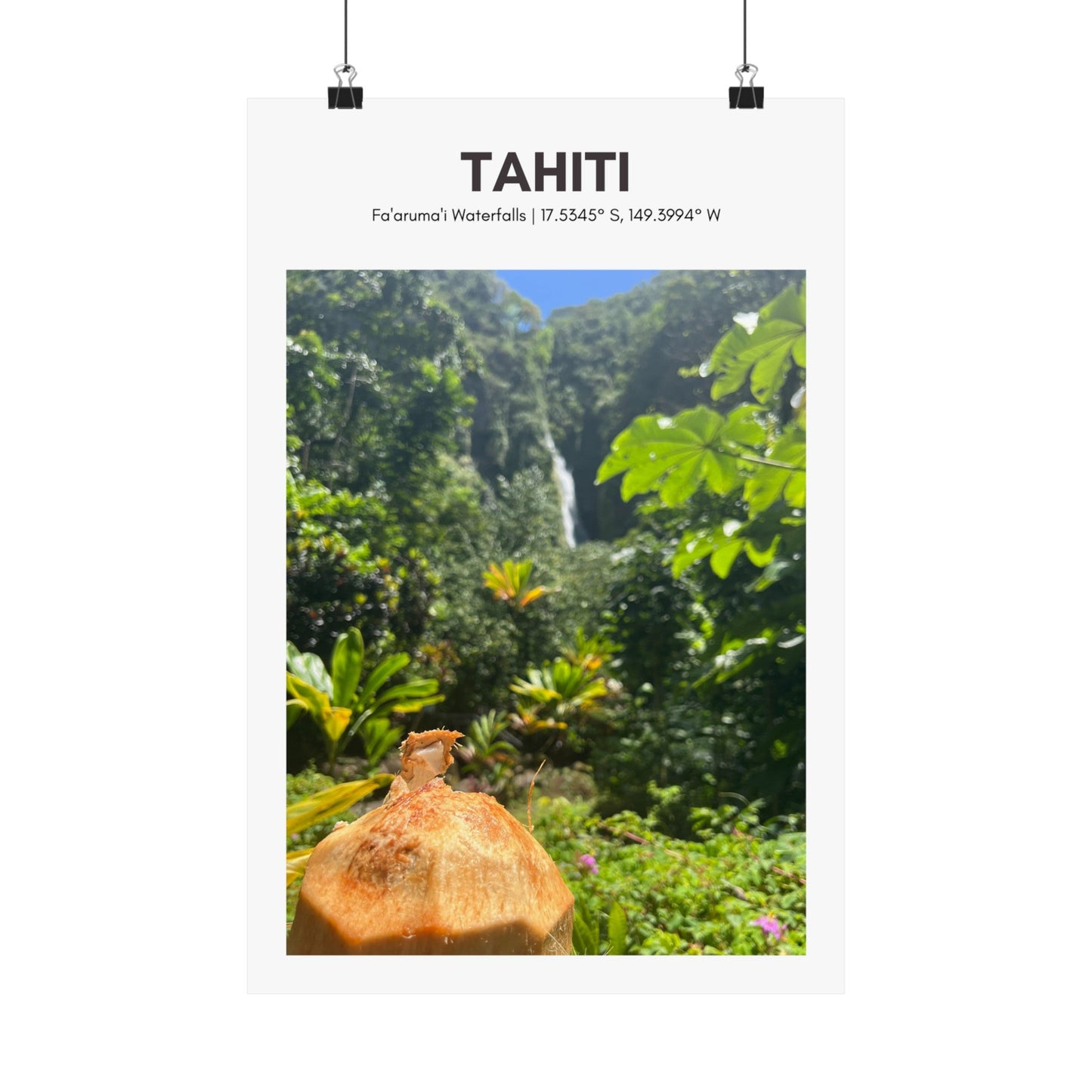 Tahiti Waterfall Vertical Poster - SOLO SOHI Travel Shop