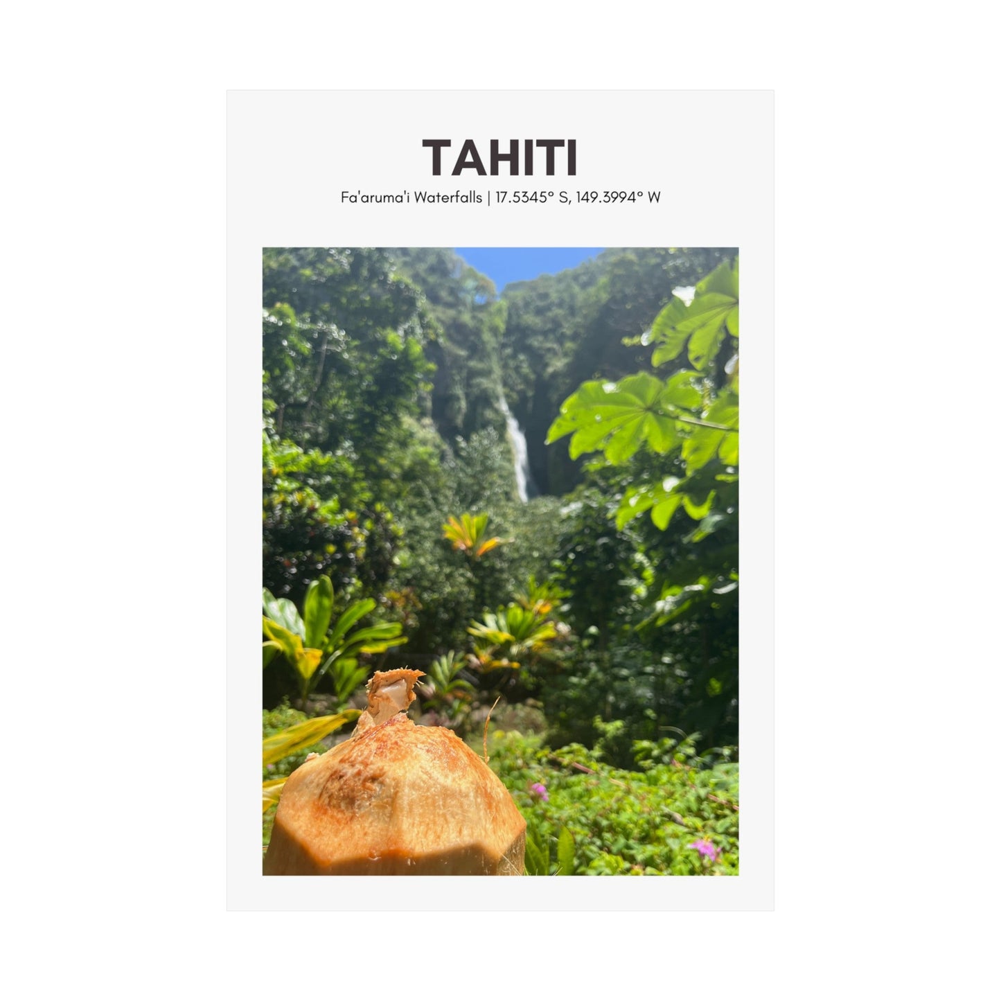 Tahiti Waterfall Vertical Poster - SOLO SOHI Travel Shop