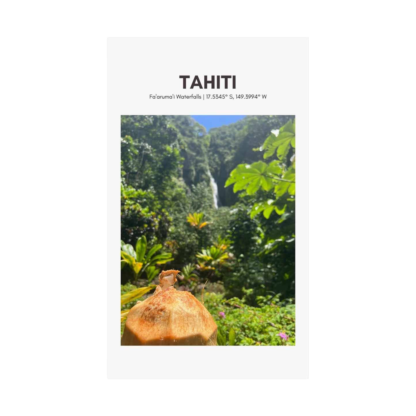 Tahiti Waterfall Vertical Poster - SOLO SOHI Travel Shop