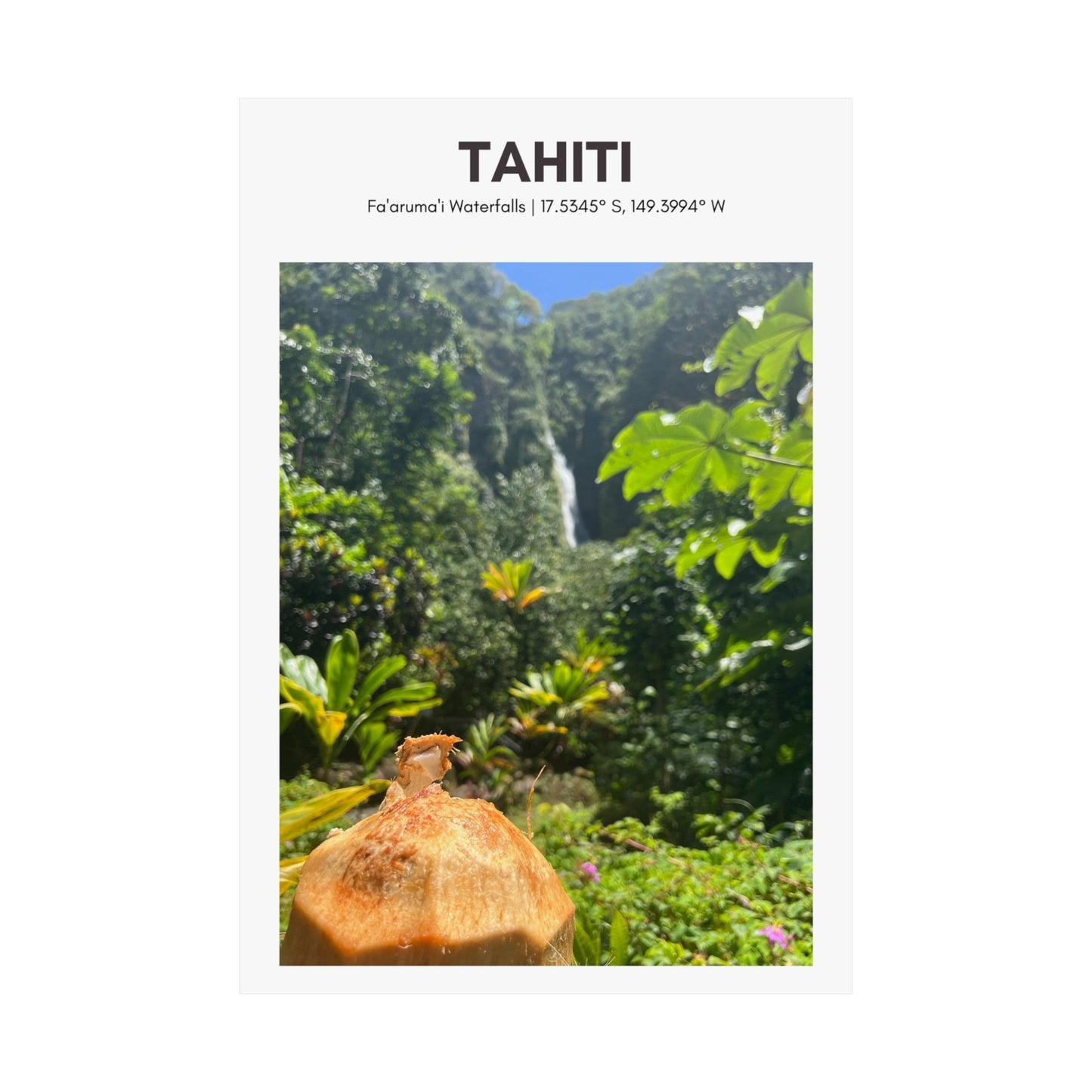 Tahiti Waterfall Vertical Poster - SOLO SOHI Travel Shop