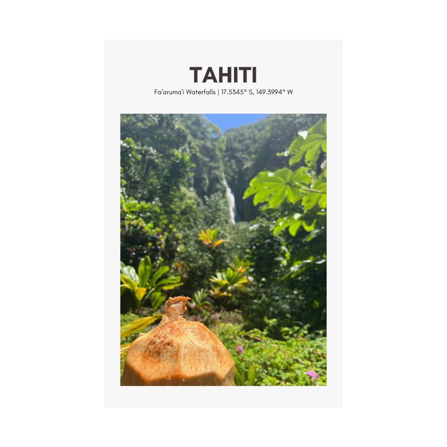 Tahiti Waterfall Vertical Poster - SOLO SOHI Travel Shop